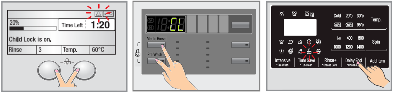 چگونه قفل کودک ماشین لباسشویی ال جی را باز کنیم